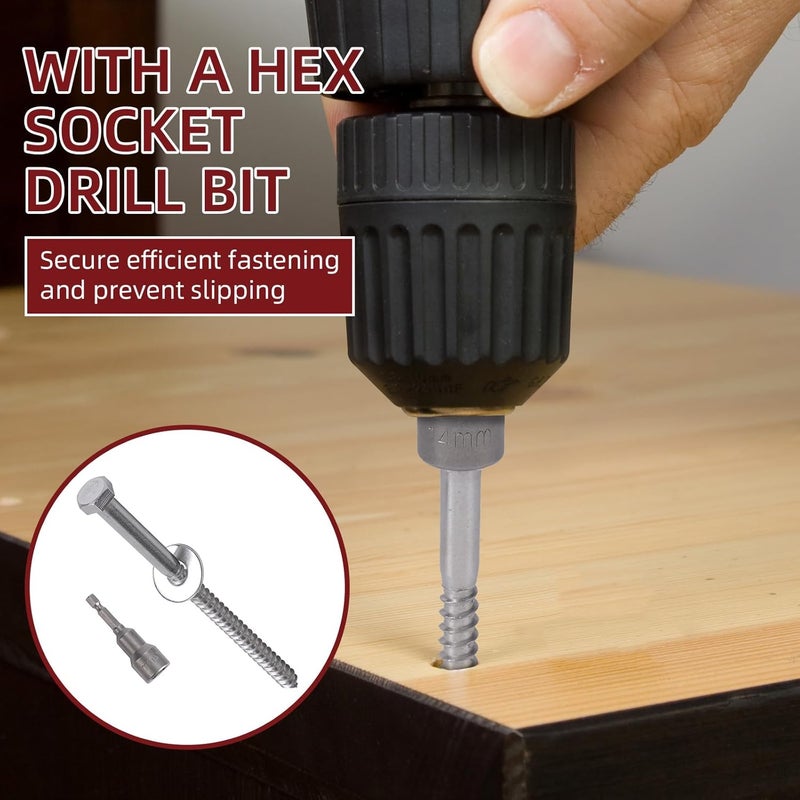 AiVeUao 50 Pack 304 Stainless Steel Wood Lag Screw, 3/8" x 6" Hex Head Lag Bolts, Heavy Duty Hex Head Lag Screws, Wood Screws 18-8 - Image 4